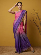 Fendy Satin Designer Saree with Gotapatti Work and Cutwork Piping Border Party Wedding Wear Saree