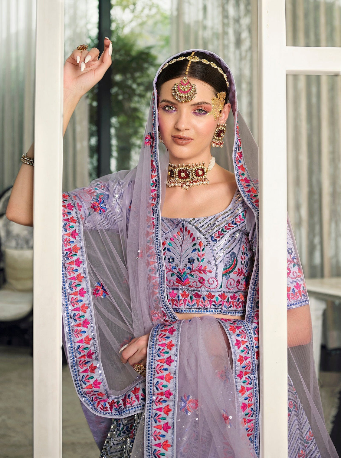 Wedding Wear Purple Sequence Embroidered Work Lehenga Choli
