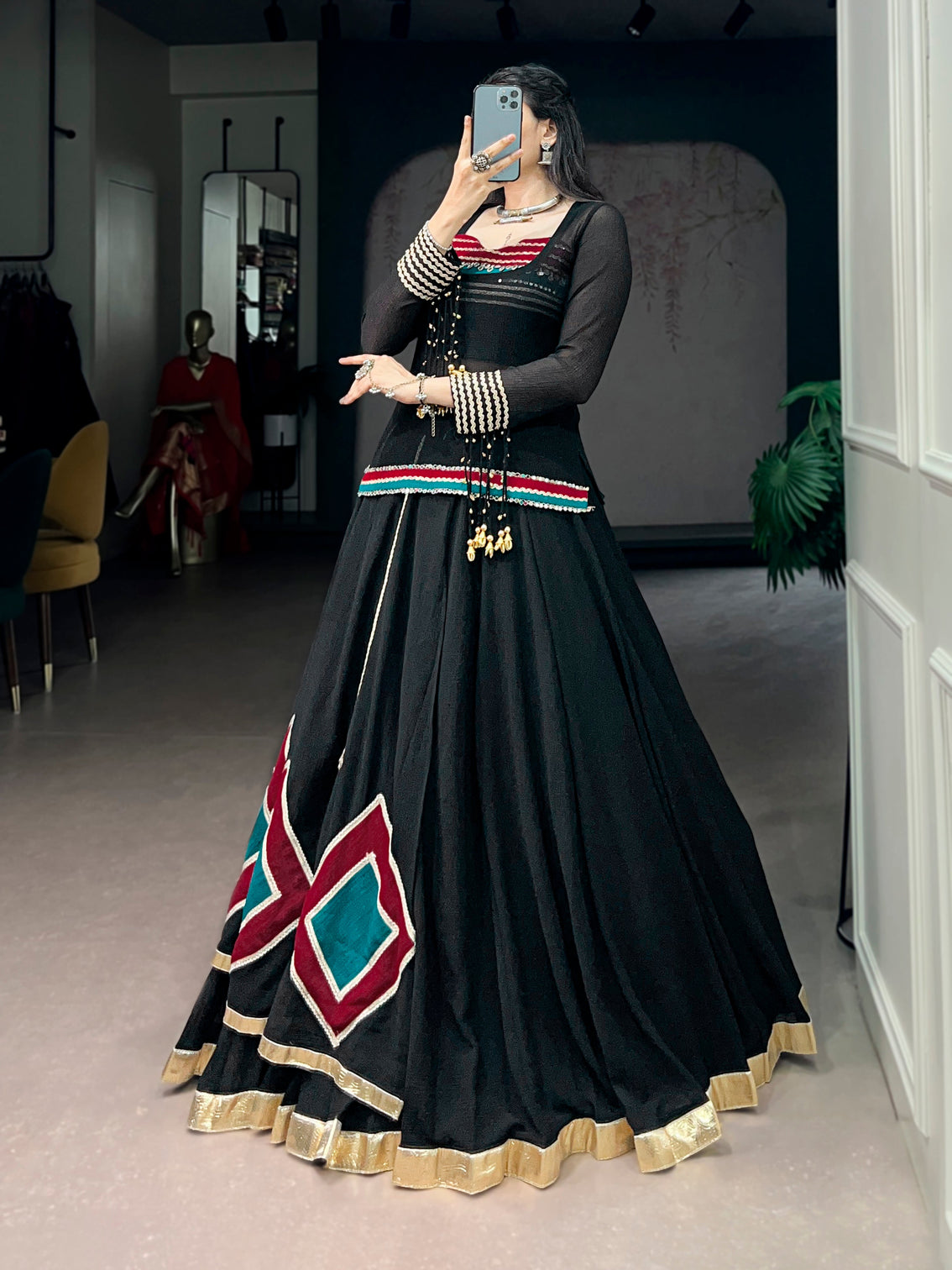 Navratri speacial black color marbel chaniya choli