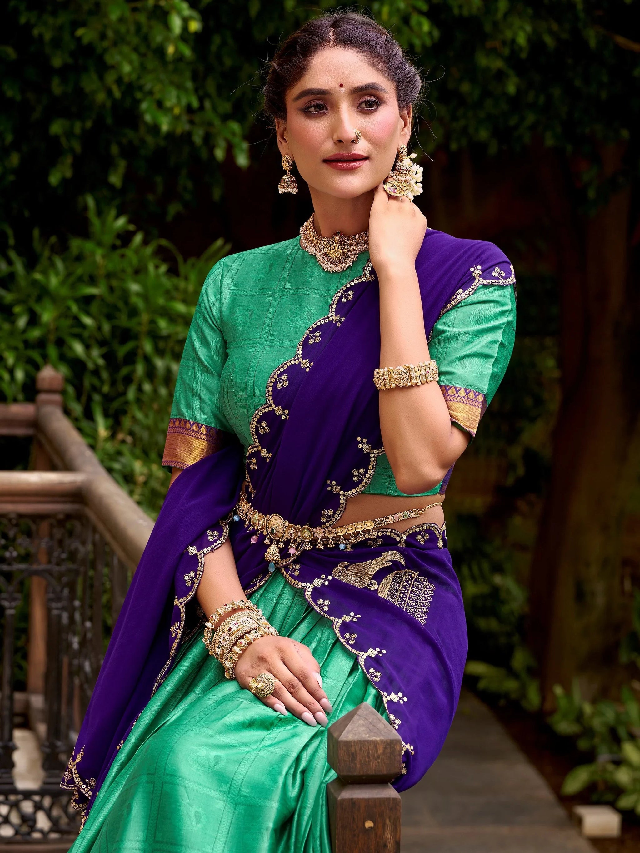 Wonderful Green Zari Weaving Cotton Festival Wear Lehenga Choli With Dupatta