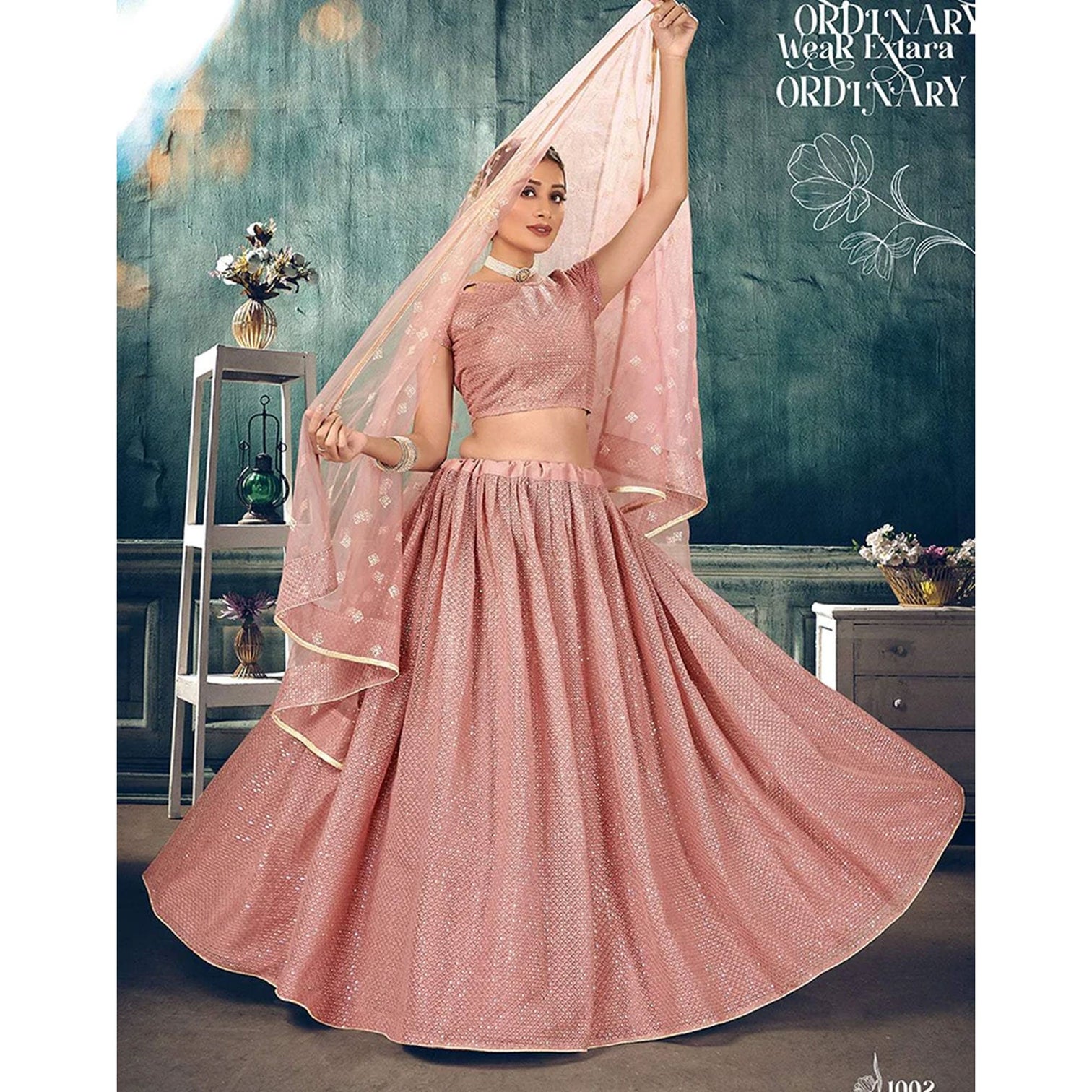 Soft Net Lehenga Choli with heavy thread and sequins work
