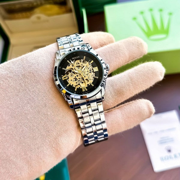 Stylish Rolex Auto Gold-TT-Silver Watch