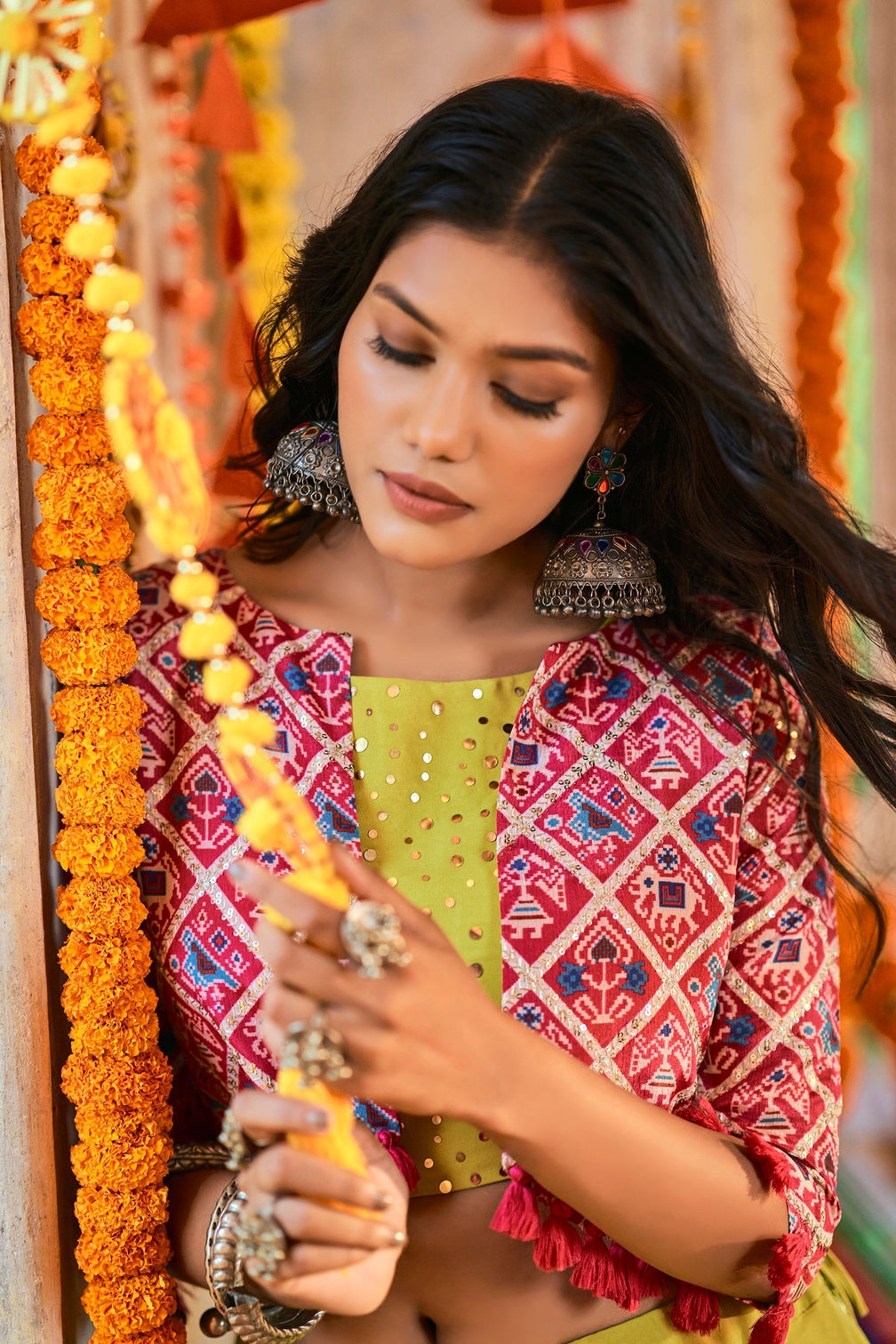 Traditional Wear Green Color Navratri Special Lehenga Choli