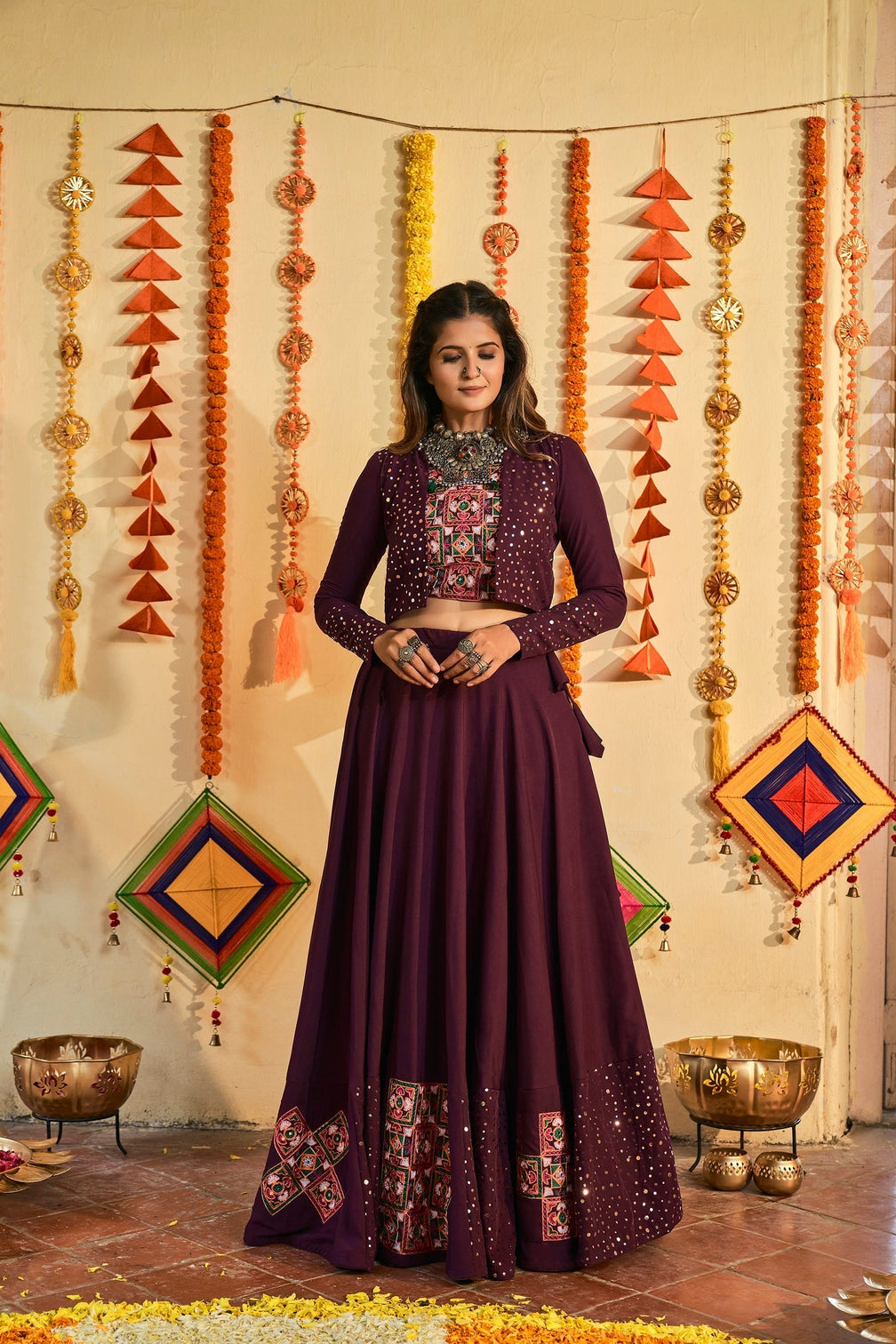 Traditional Wear Purple Color Navratri Special Lehenga Choli