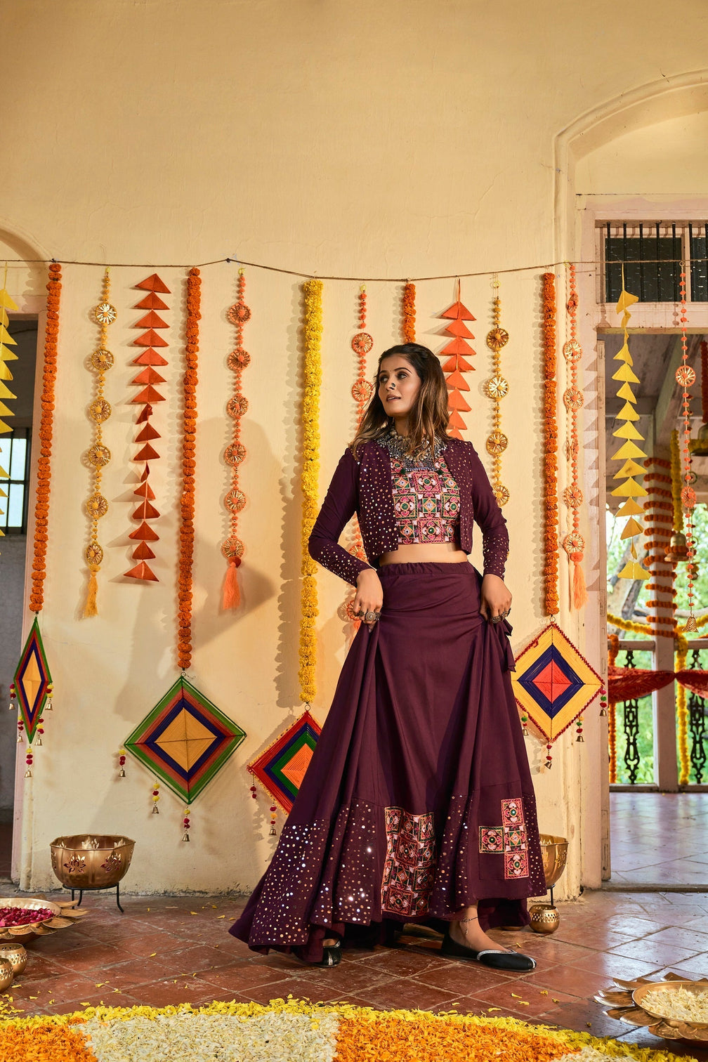 Traditional Wear Purple Color Navratri Special Lehenga Choli