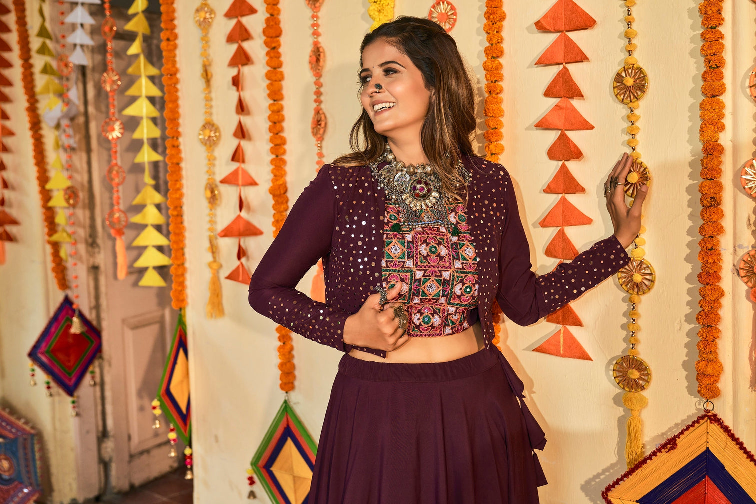 Traditional Wear Purple Color Navratri Special Lehenga Choli