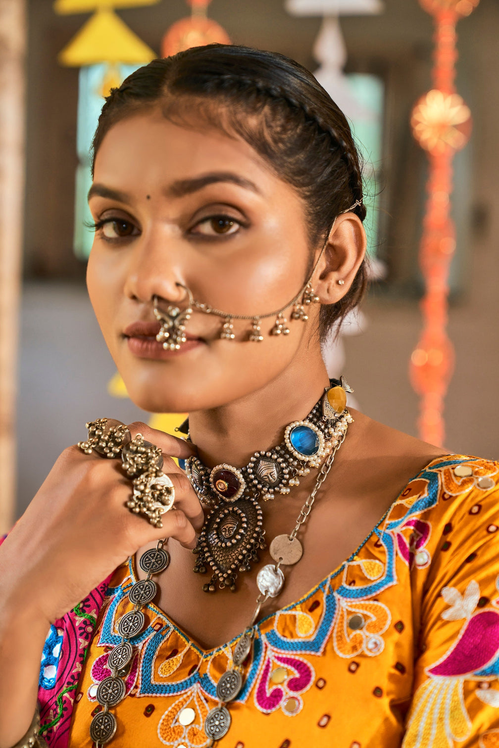Traditional Wear Black & Yellow Color Navratri Special Lehenga Choli