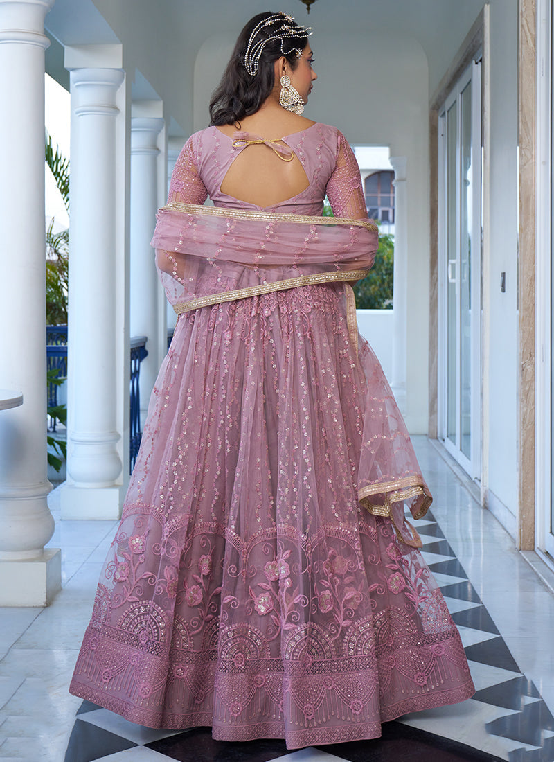 Enchanting Dusty Pink Embroidered Wedding Lehenga Choli