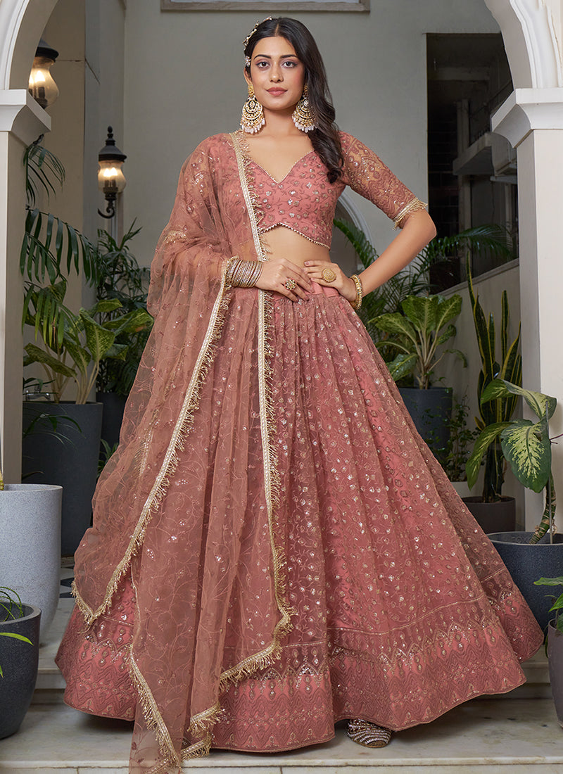 Ravishing Rust  Embroidered Engagement Lehenga Choli