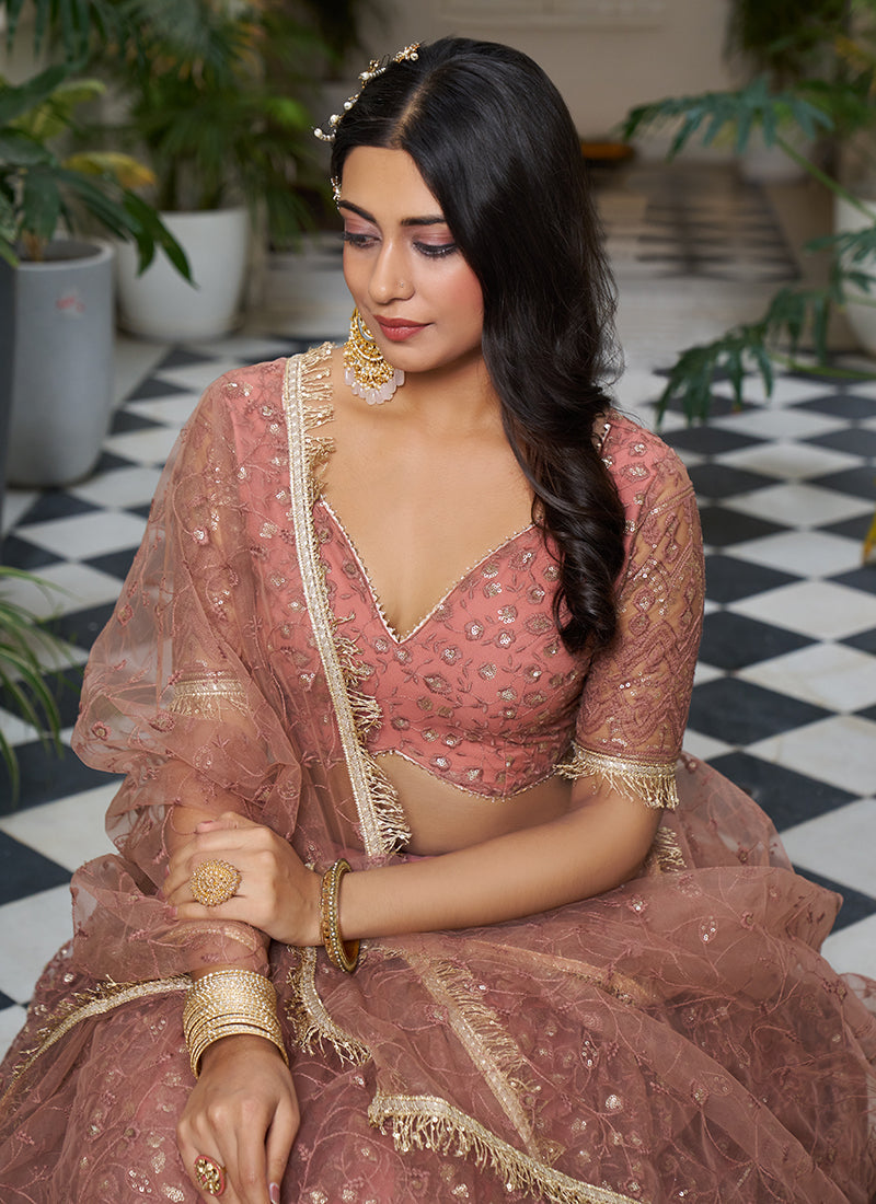 Ravishing Rust  Embroidered Engagement Lehenga Choli