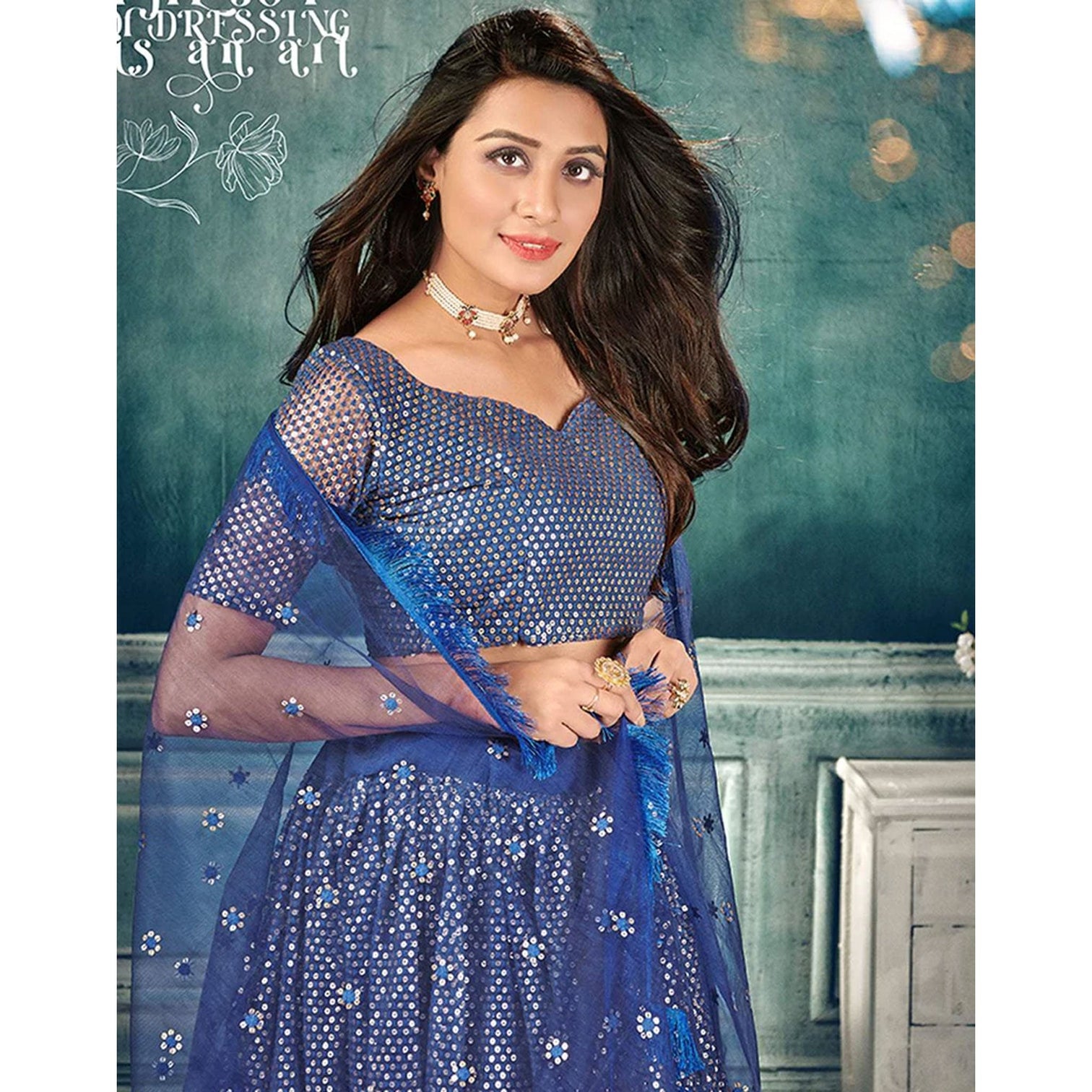 Soft Net Lehenga Choli with heavy thread and sequins work