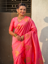 Baby Pink Soft Silk Traditional Zari Woven Saree