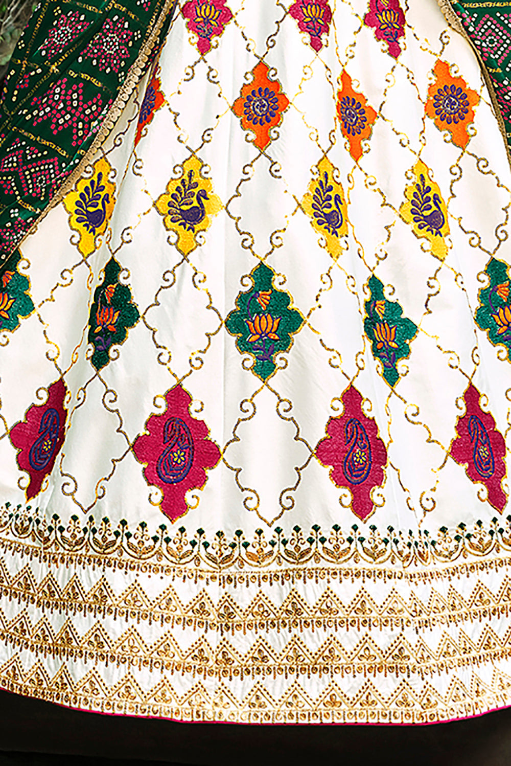 Incredible White Sequins Embroidered Silk Lehenga Choli