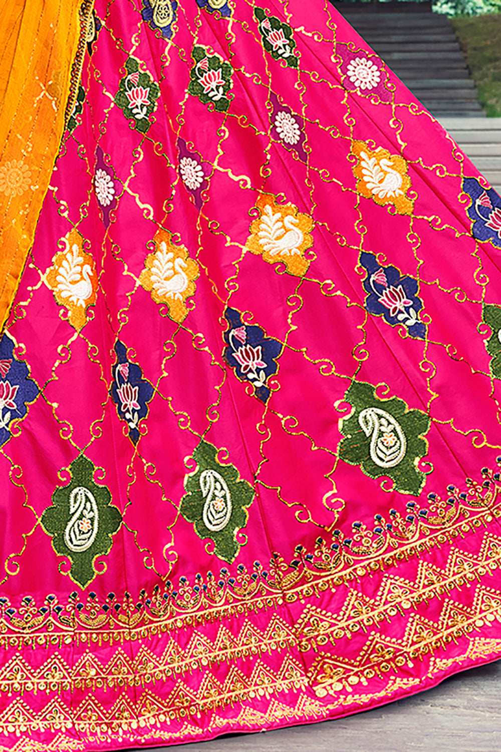 Stunning Dark Pink Sequins Embroidered Silk Lehenga Choli