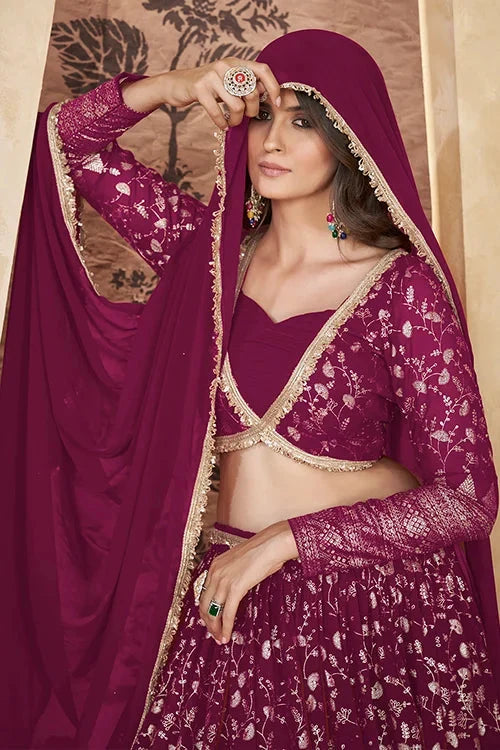 Wedding Collection For Women Wear Lehenga Choli With Dupatta Deep Pink Colour