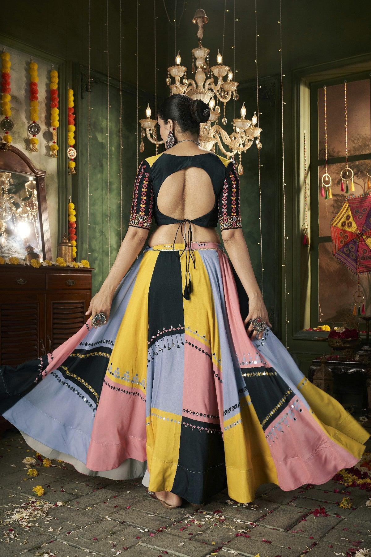 Navratri Wear Maslin Cotton Multicolored Lehenga Choli Set