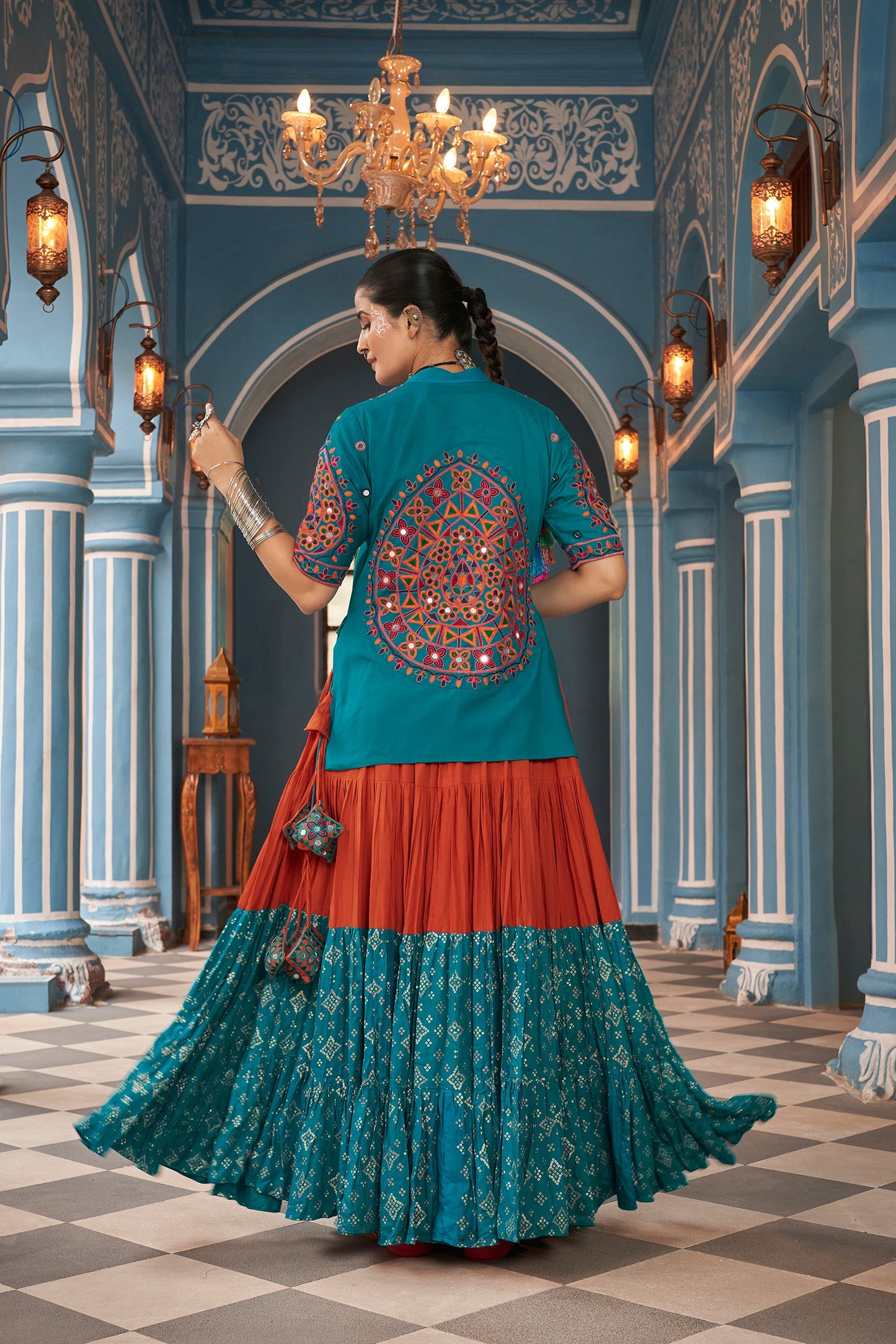 Celebrate Navratri With Multi and Rama  Lehenga Choli