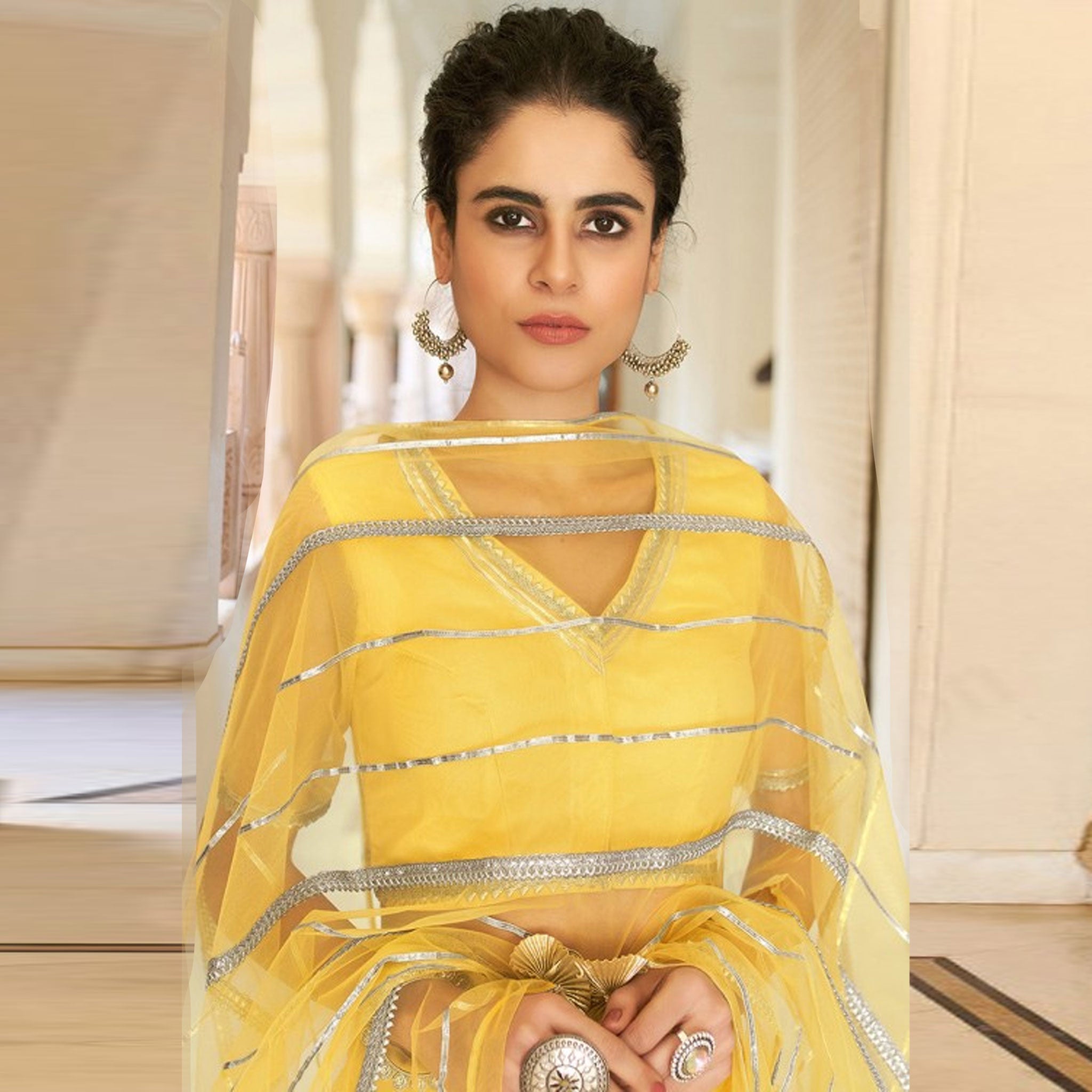 Lightning Yellow Gota Patti Pattern work Lehenga choli