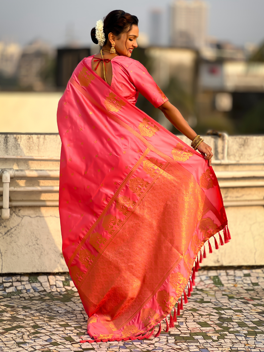 Baby Pink Soft Silk Traditional Zari Woven Saree
