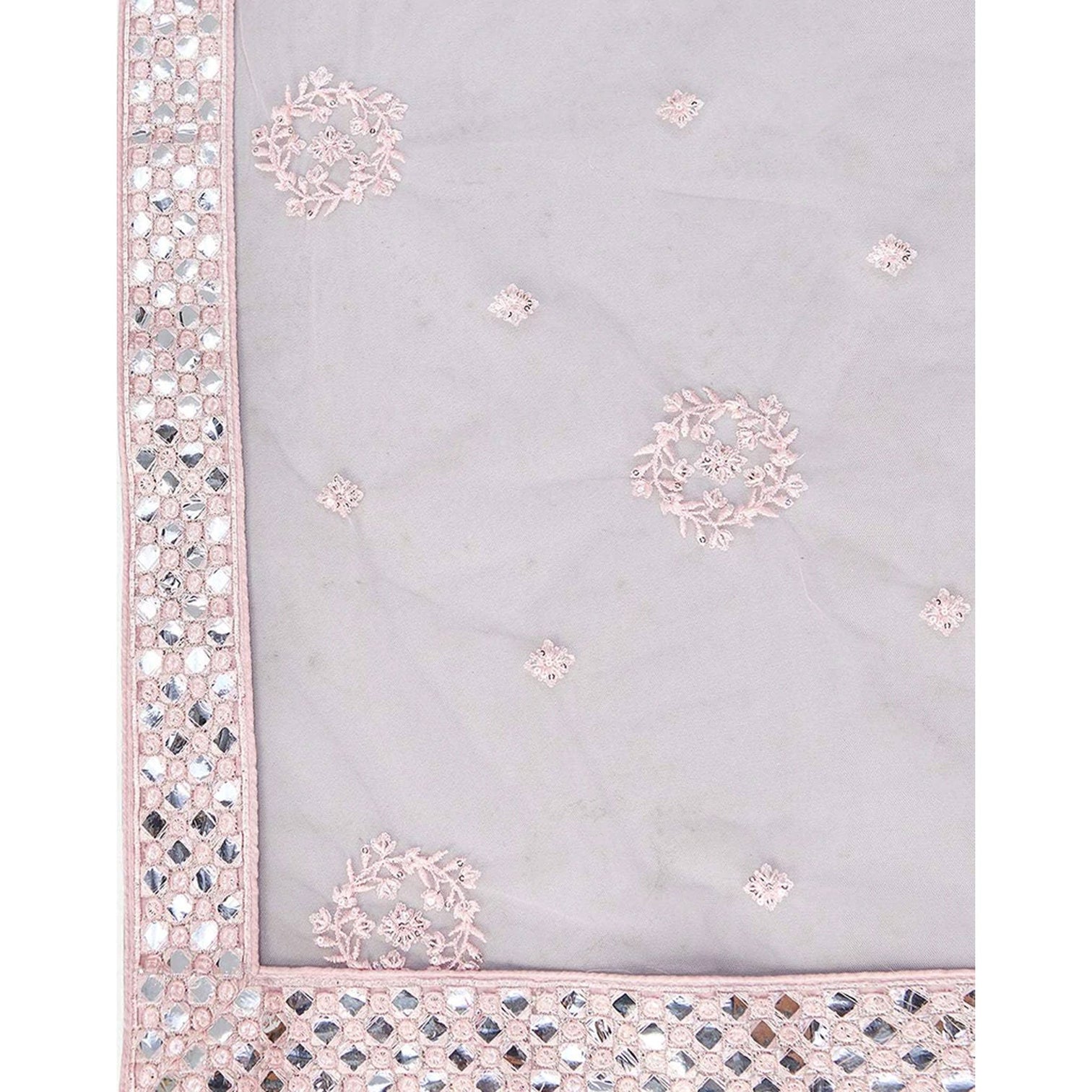 Baby Pink Thread and Foil Mirror Cutwork Lehenga choli