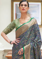 Dark Blue Zari Woven Patola Silk Saree