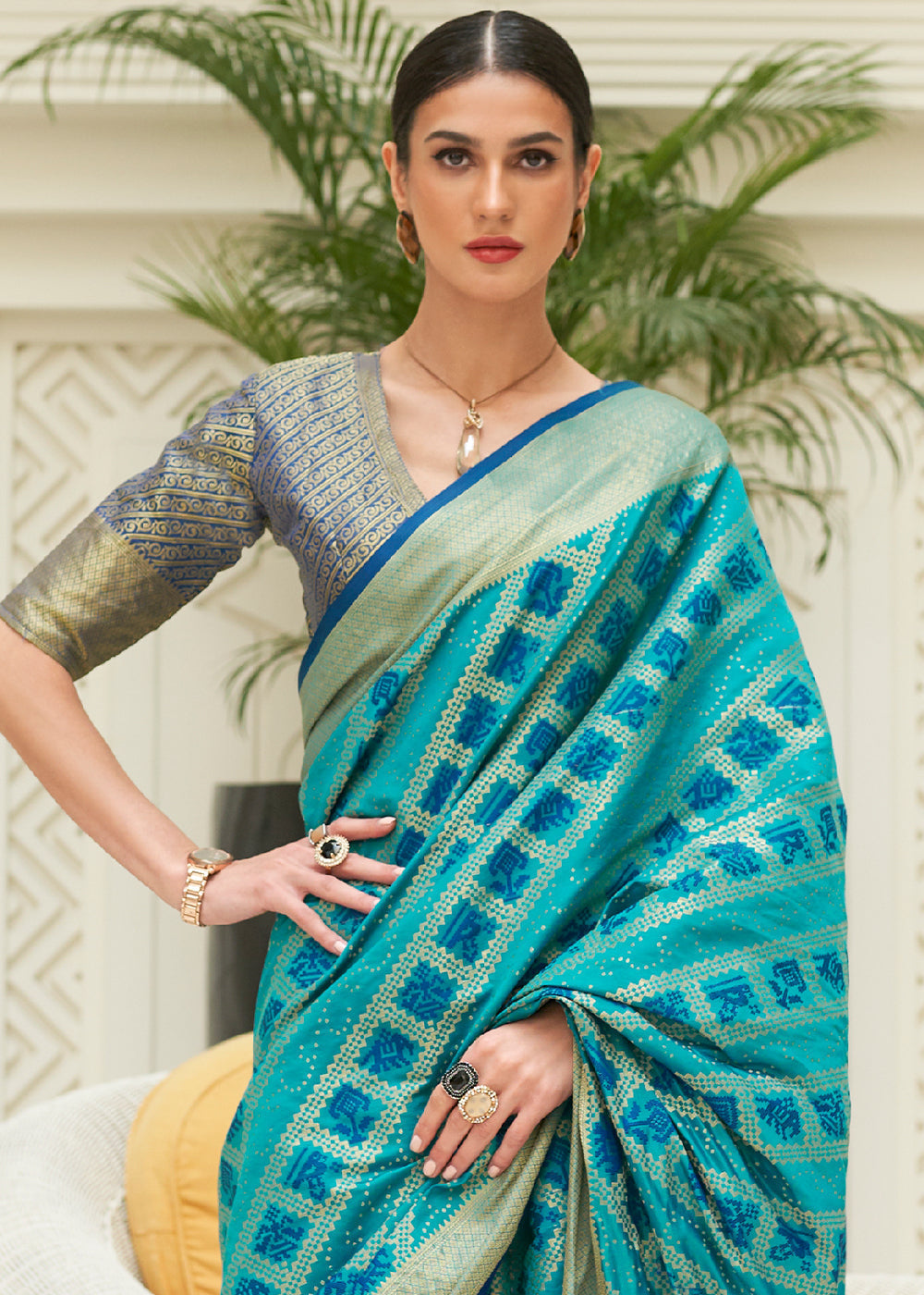 Shades Of Blue Zari Woven Patola Silk Saree