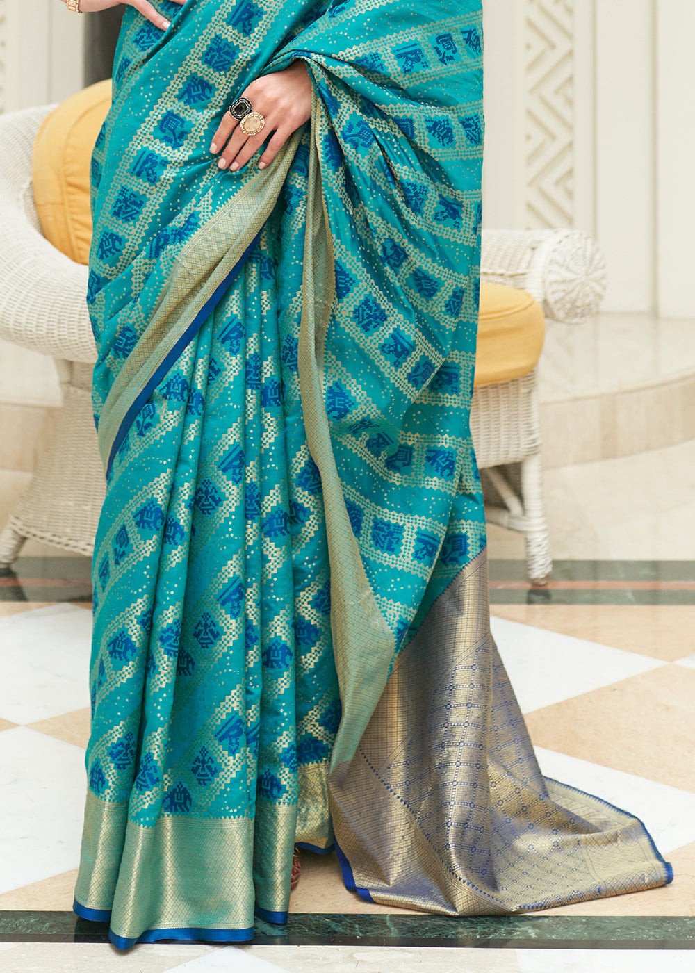 Shades Of Blue Zari Woven Patola Silk Saree