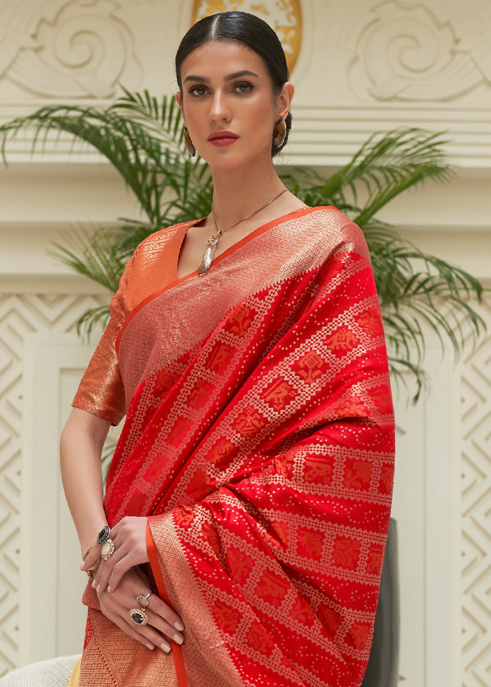 Bridal Red Zari Woven Patola Silk Saree