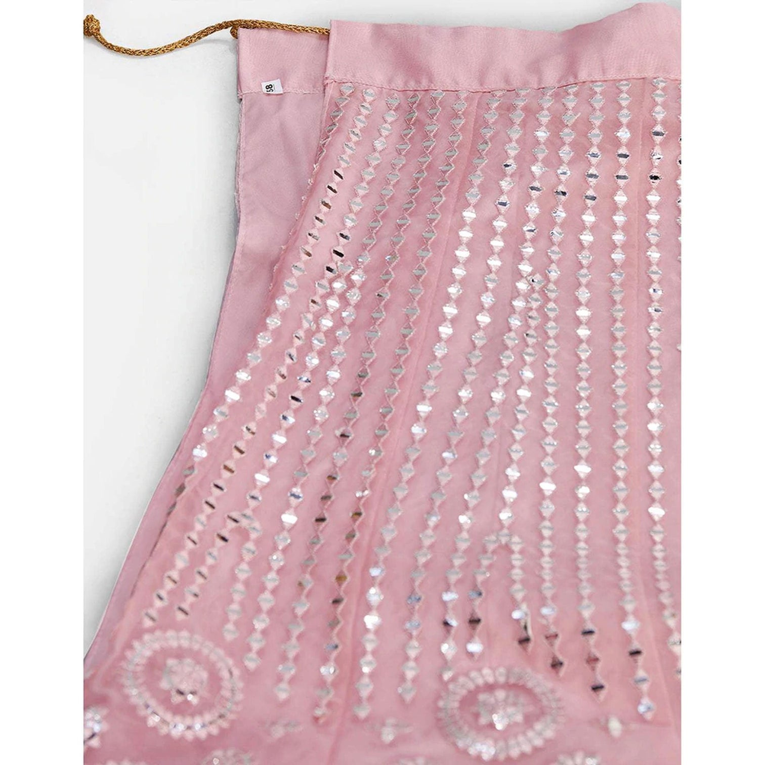 Strawberry Thread and Foil Mirror Cutwork Lehenga choli