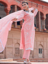 Libas Pink Embroidered Cotton Pakistani Suit