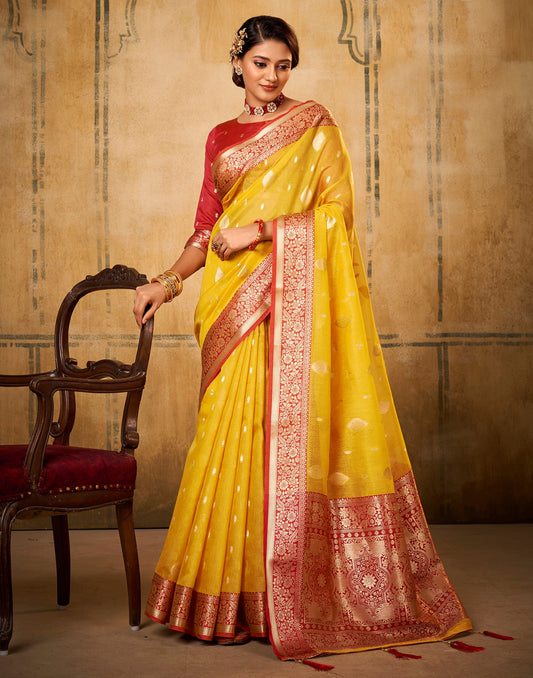 Yellow Silk Saree