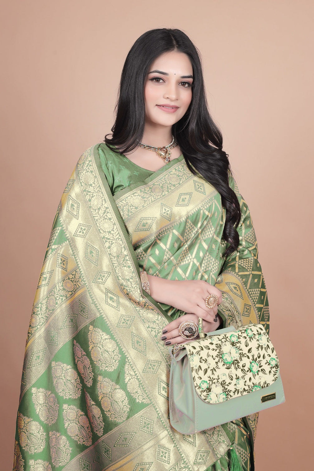 Elegant Green Silk Saree with Silver Zari Work - Handwoven Indian Sari for Weddings, Festivals & Special Occasions