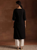 Libas Black Yoke Design Rayon A-Line Kurta
