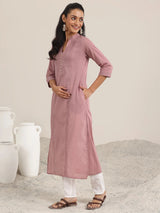 Libas Mauve Printed Cotton Straight Kurta