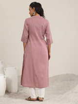 Libas Mauve Printed Cotton Straight Kurta