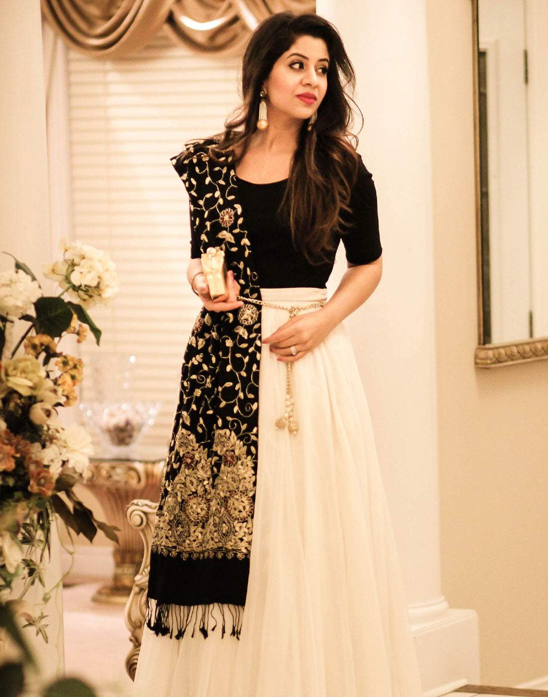 Hot Selling Designer Black and Off White lehenga