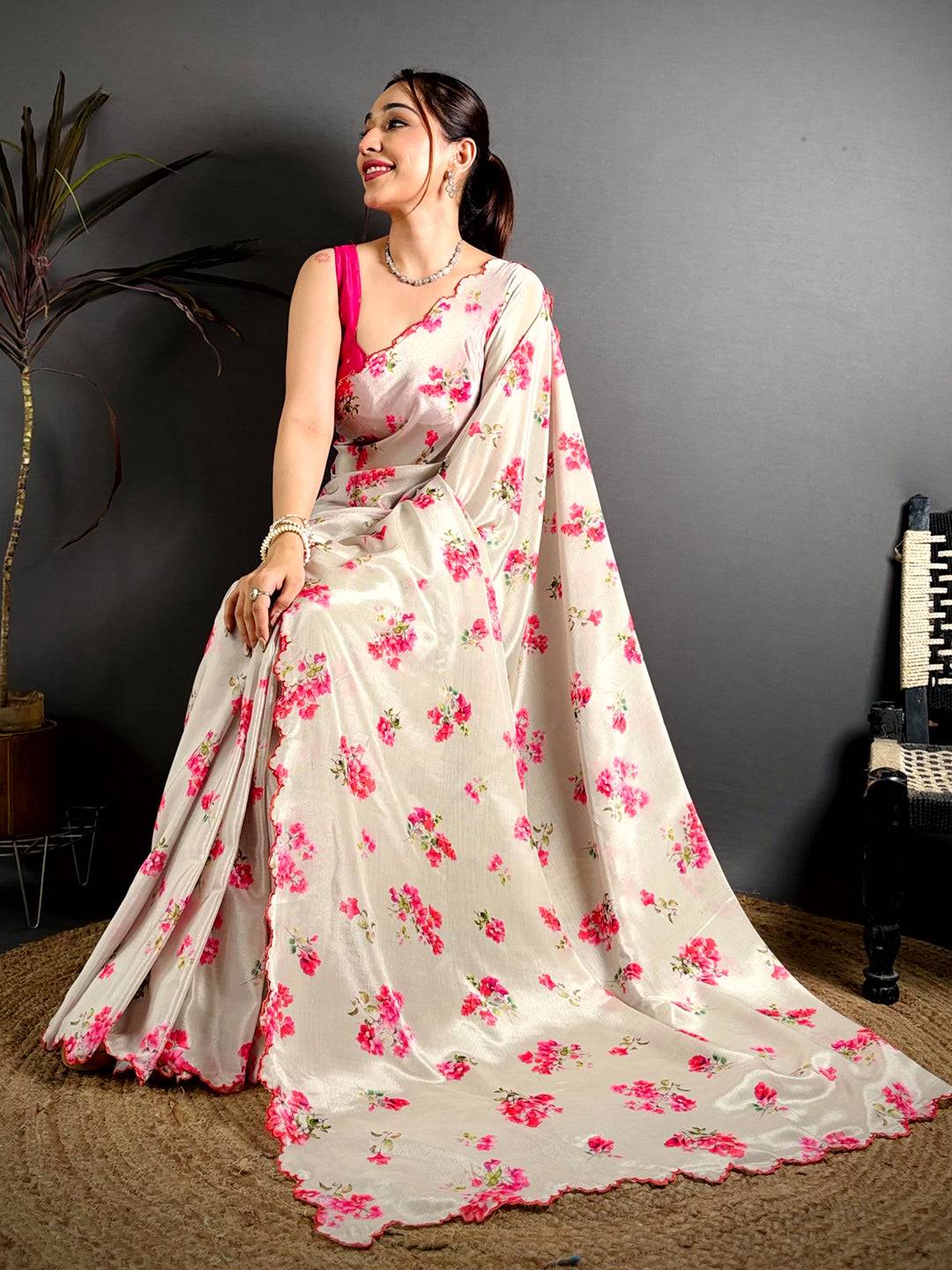 Classic Soft Chiffon Resham Cutwork Saree