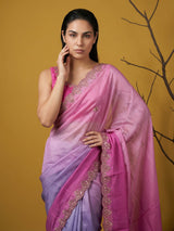 Fendy Satin Designer Saree with Gotapatti Work and Cutwork Piping Border Party Wedding Wear Saree