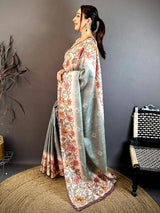 Elegant Floral Bandhani Tussar Saree