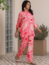 Gerua Pink Printed Silk Blend Co-Ords