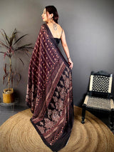 Coffee Brown Soft Georgette Printed Saree