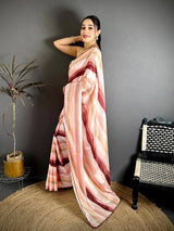Radiant Soft Chiffon Striped Cutwork Saree