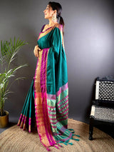 Gold Zari Magenta Accent Saree