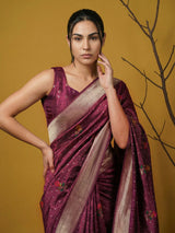 Soft Organza Meenakari Woven Saree with Jamdani Zari Pallu and Brocade Blouse Festive Wedding Party Wear Saree