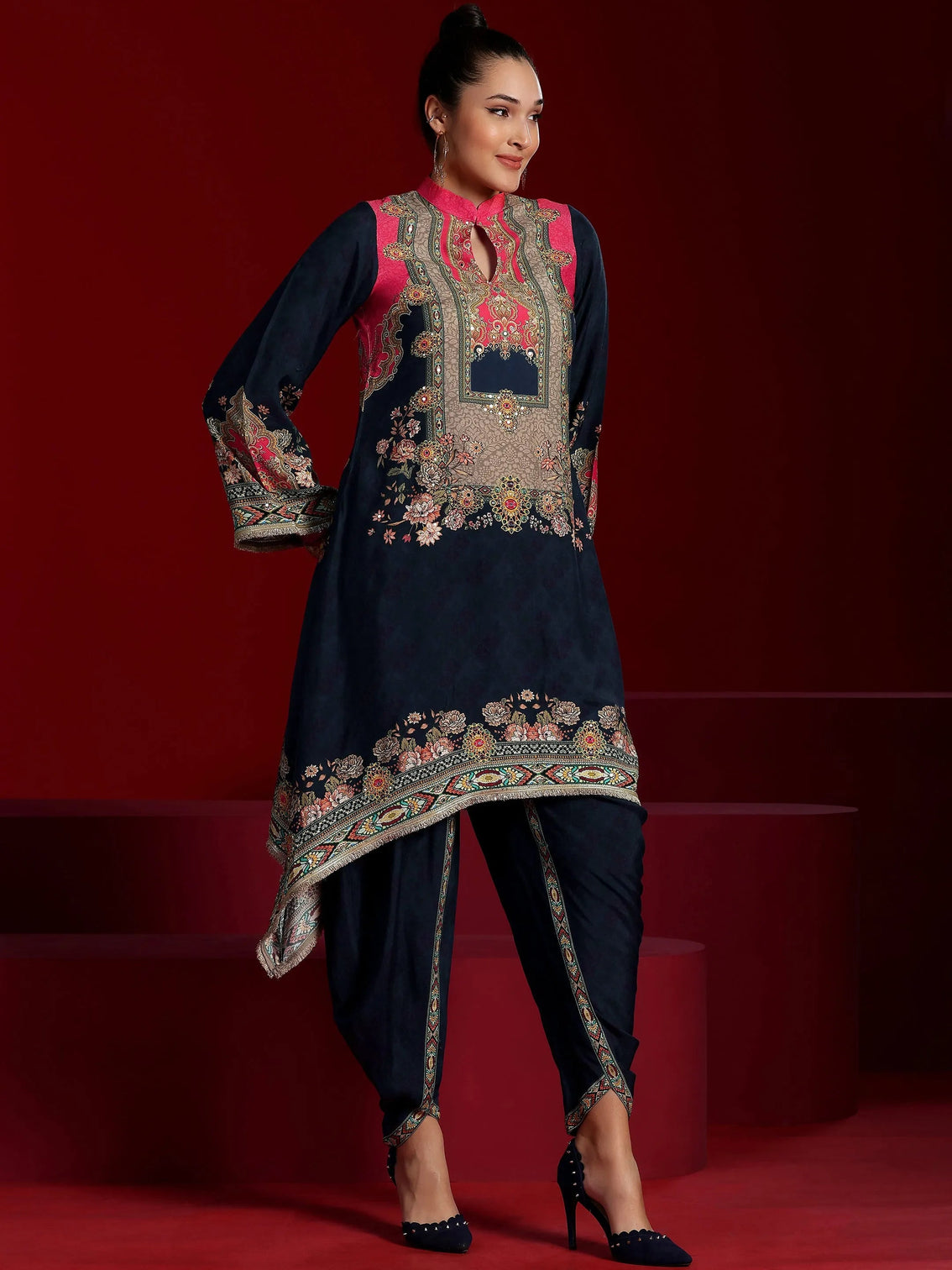 Mameraa Art Multi Printed Silk Blend Co-Ords