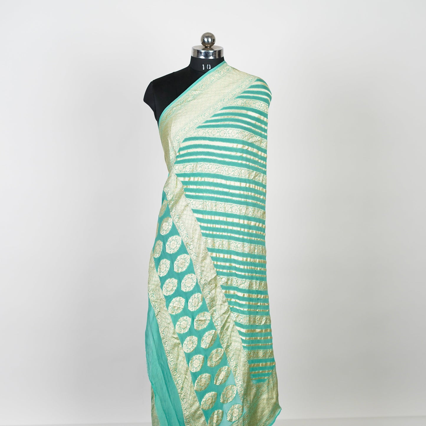 Aqua Light Green - Pure Georgette Banarasi Dupatta
