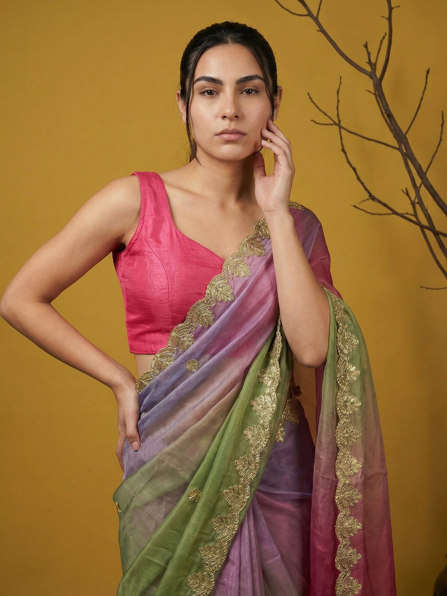 Fendy Satin Designer Saree with Gotapatti Work and Cutwork Piping Border Party Wedding Wear Saree