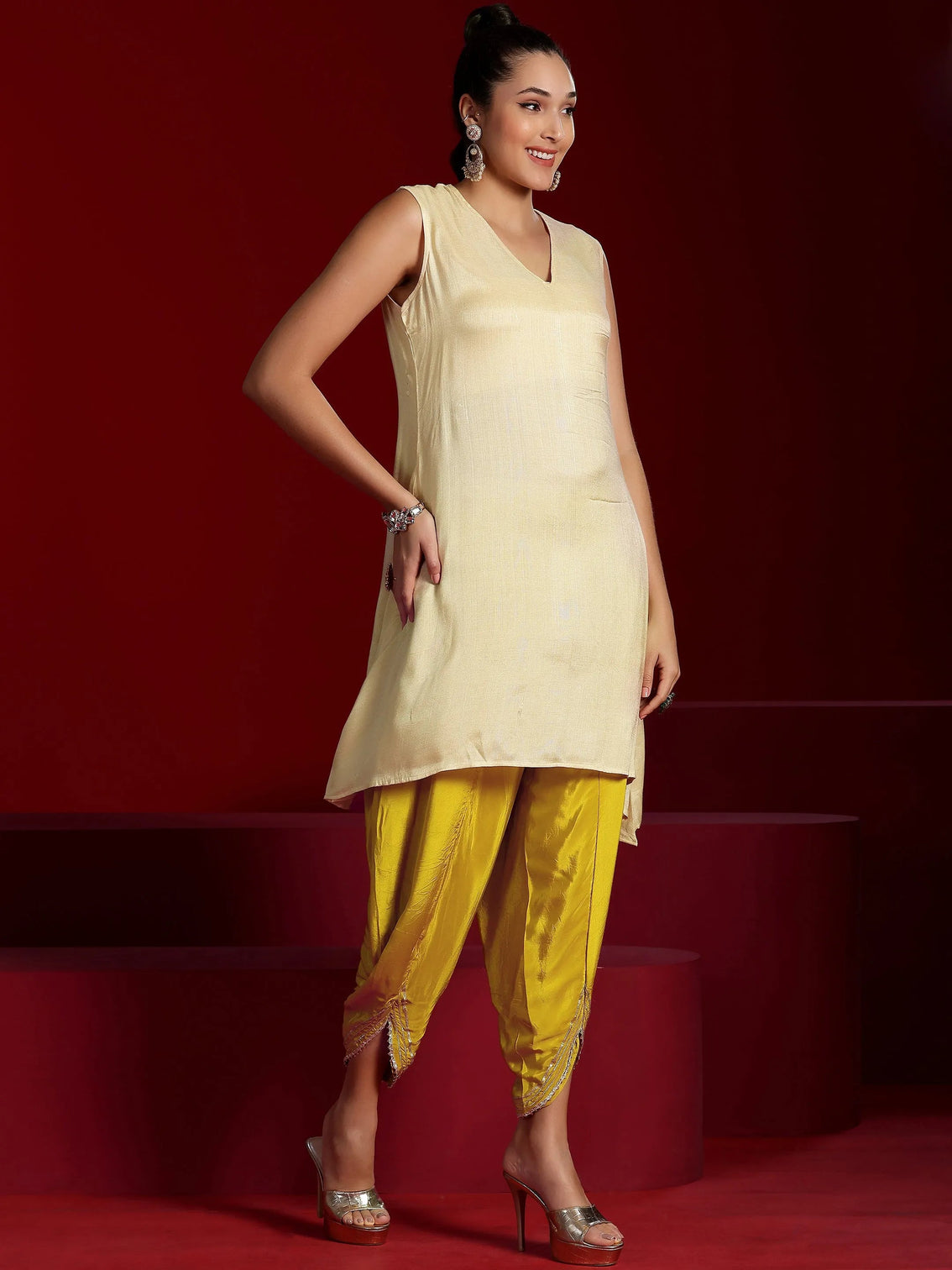 Mameraa Art Multi Printed Silk Blend Co-Ords