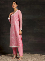 Libas Pink Embroidered Cotton Pakistani Suit