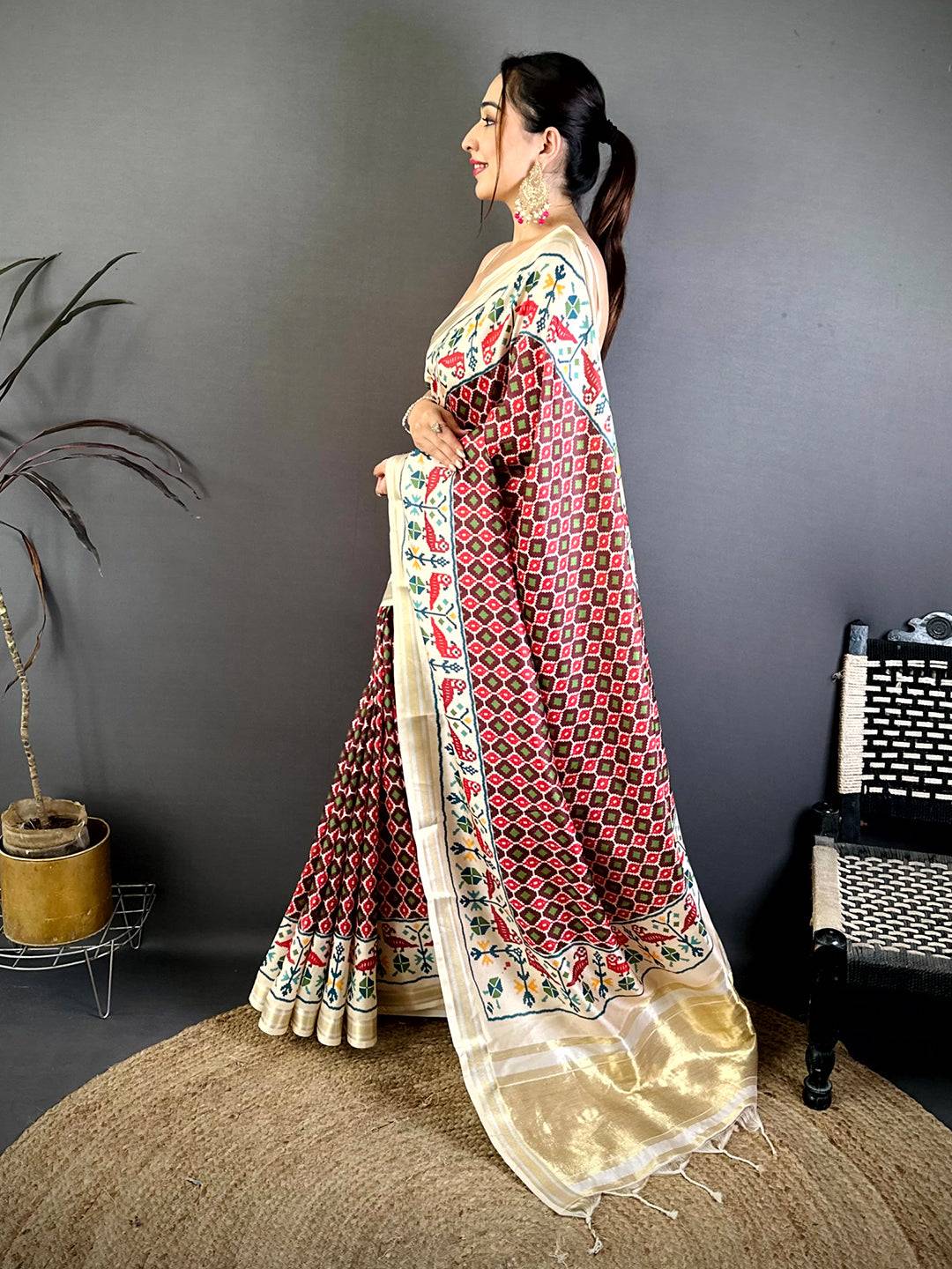 Classic Ikkat Soft Kanchi Silk Saree